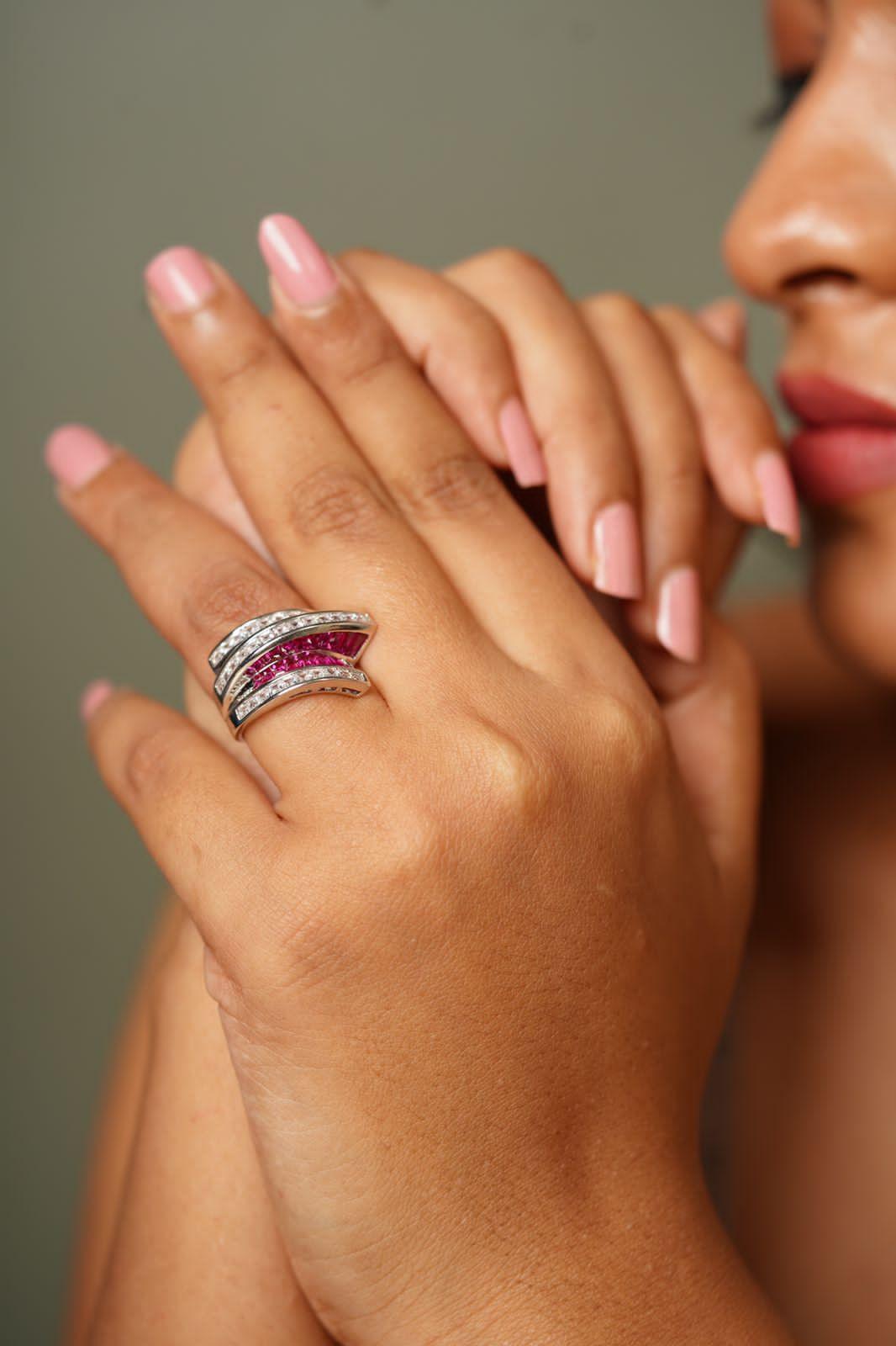 Sharpay Diamond Cocktail Ring With Invisible Setting - Attrangi