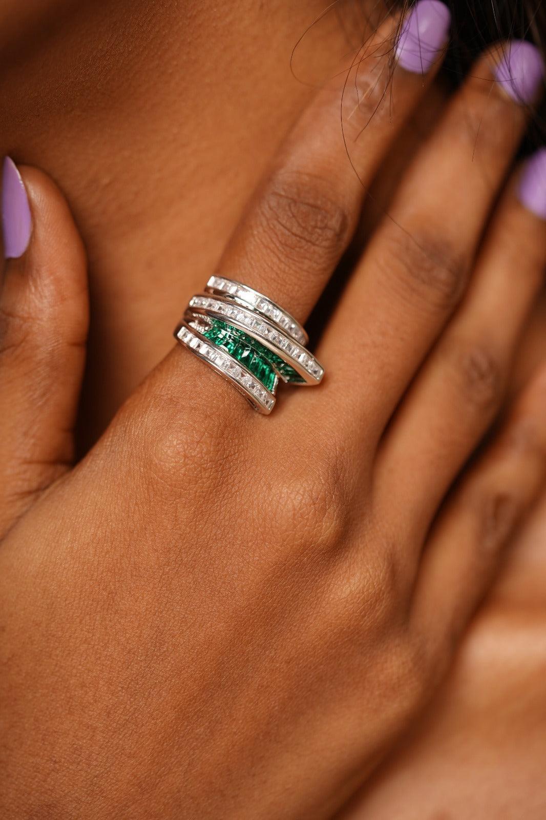 Sharpay Diamond Cocktail Ring With Invisible Setting - Attrangi
