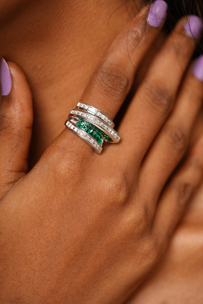 Sharpay Diamond Cocktail Ring With Invisible Setting - Attrangi