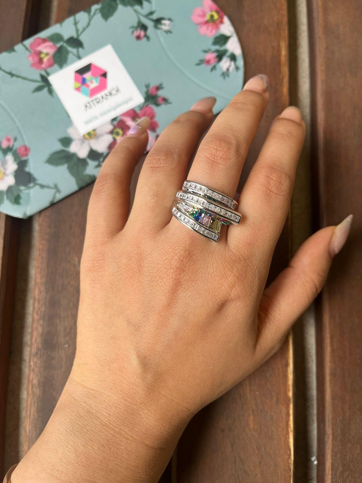 Sharpay Diamond Cocktail Ring With Invisible Setting - Attrangi