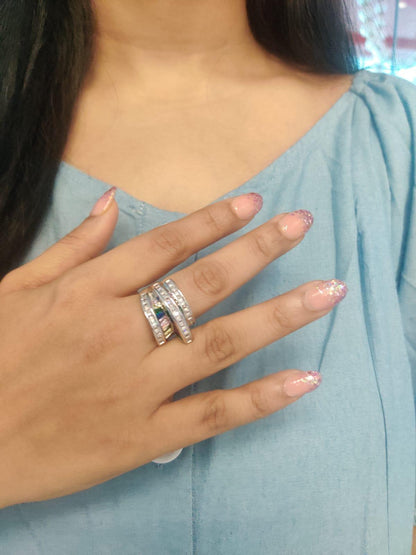 Sharpay Diamond Cocktail Ring With Invisible Setting - Attrangi