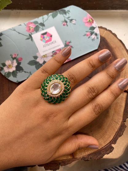 Shubha Indian Polki Ring - Attrangi