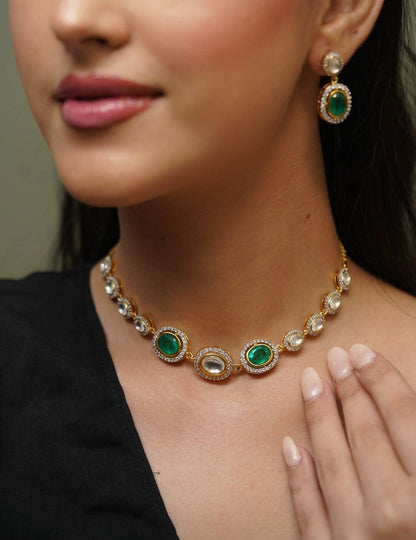 Simar Uncut Diamond Choker Set - Attrangi