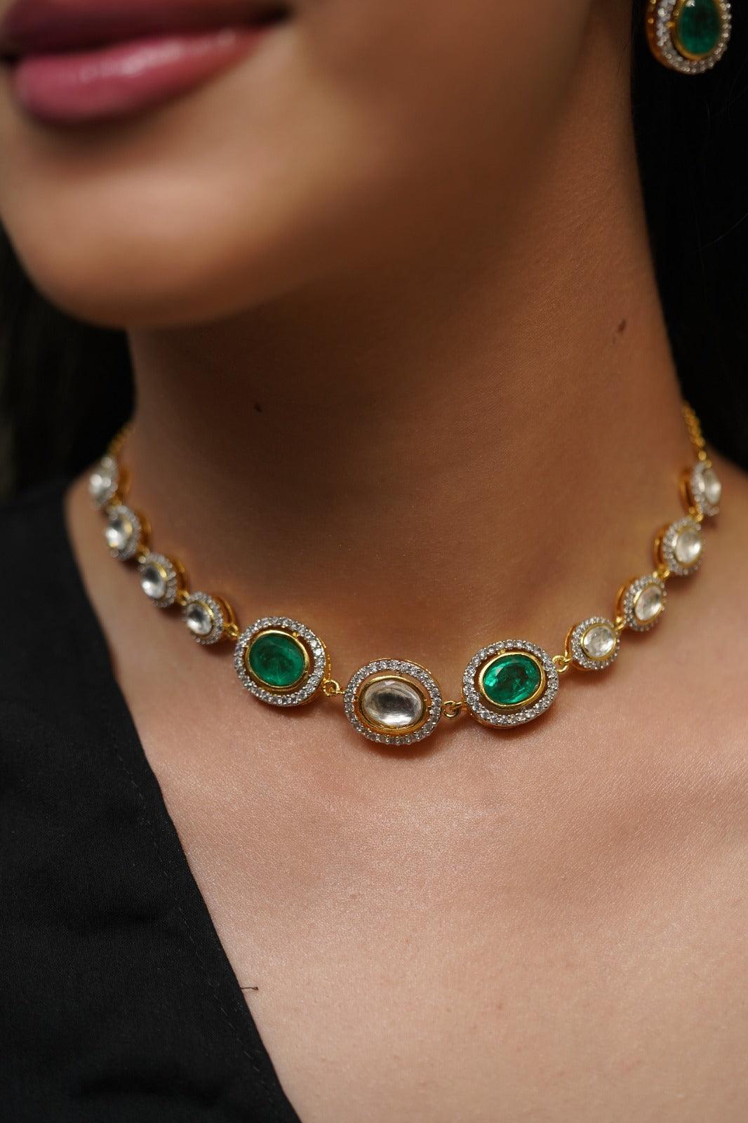 Simar Uncut Diamond Choker Set - Attrangi