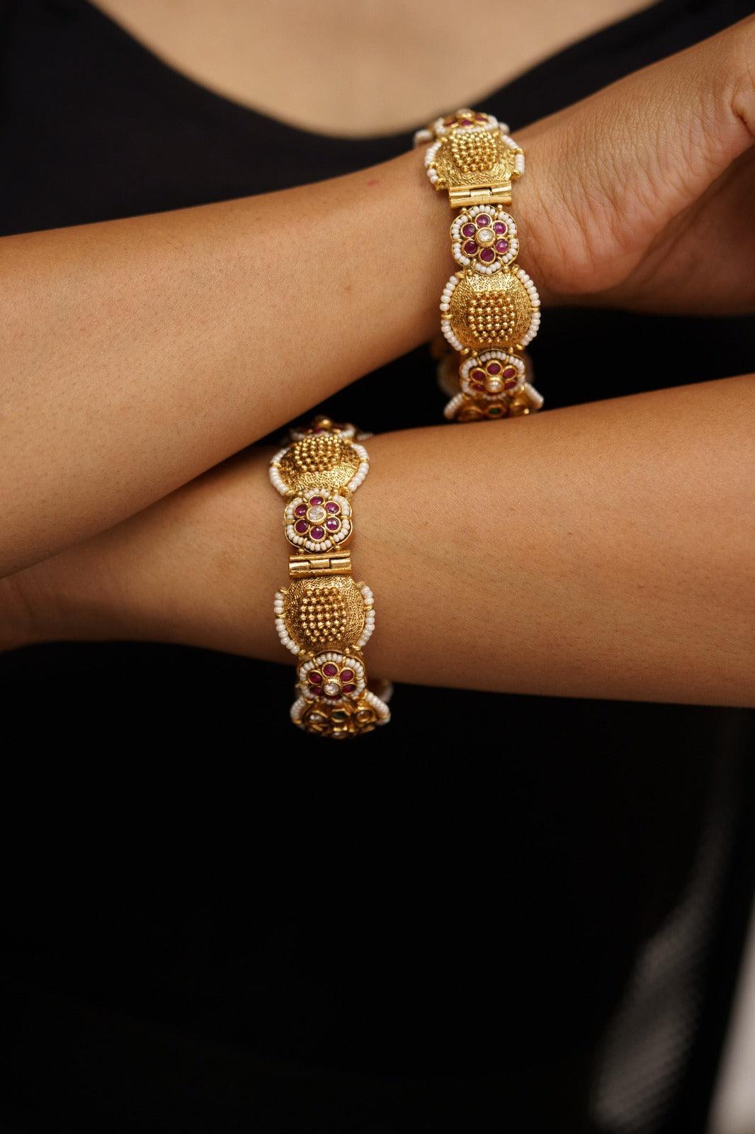 Sirisha Openable Gold Kada | Sone Pe Suhaga Collection - Attrangi