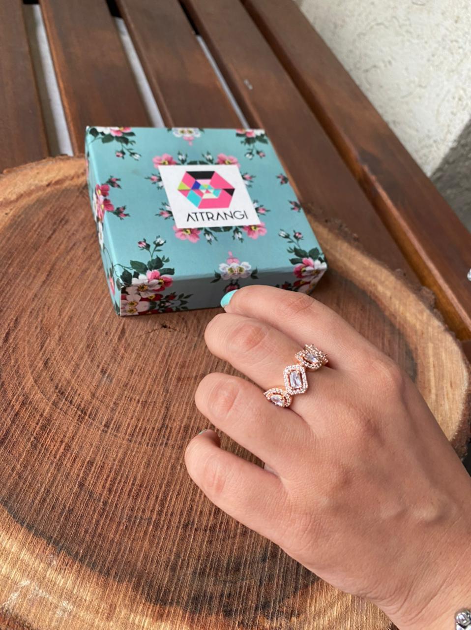 Slant Multi Solitaire Half Band Ring - Attrangi
