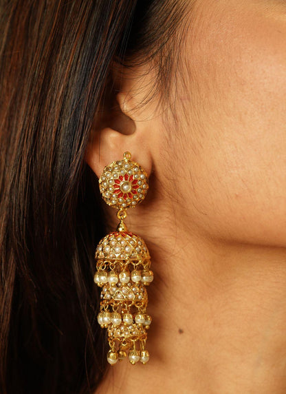 Sona Moti 3 layer Jhumkas - Attrangi