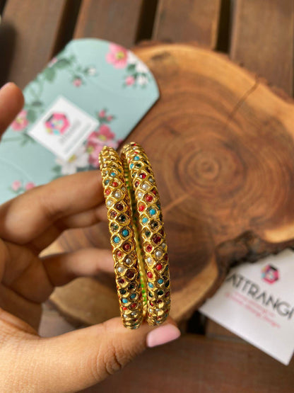 Sona Moti Gold Bangle Set - Attrangi