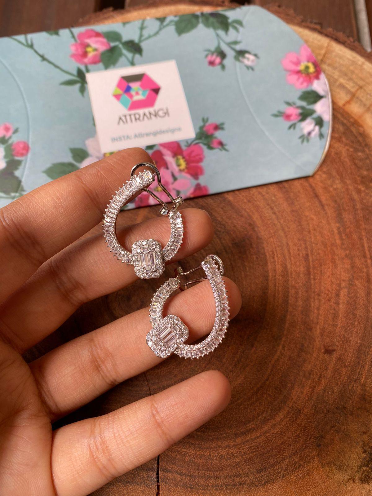 Subtle Bling Pressure Setting Diamond Earrings - Attrangi