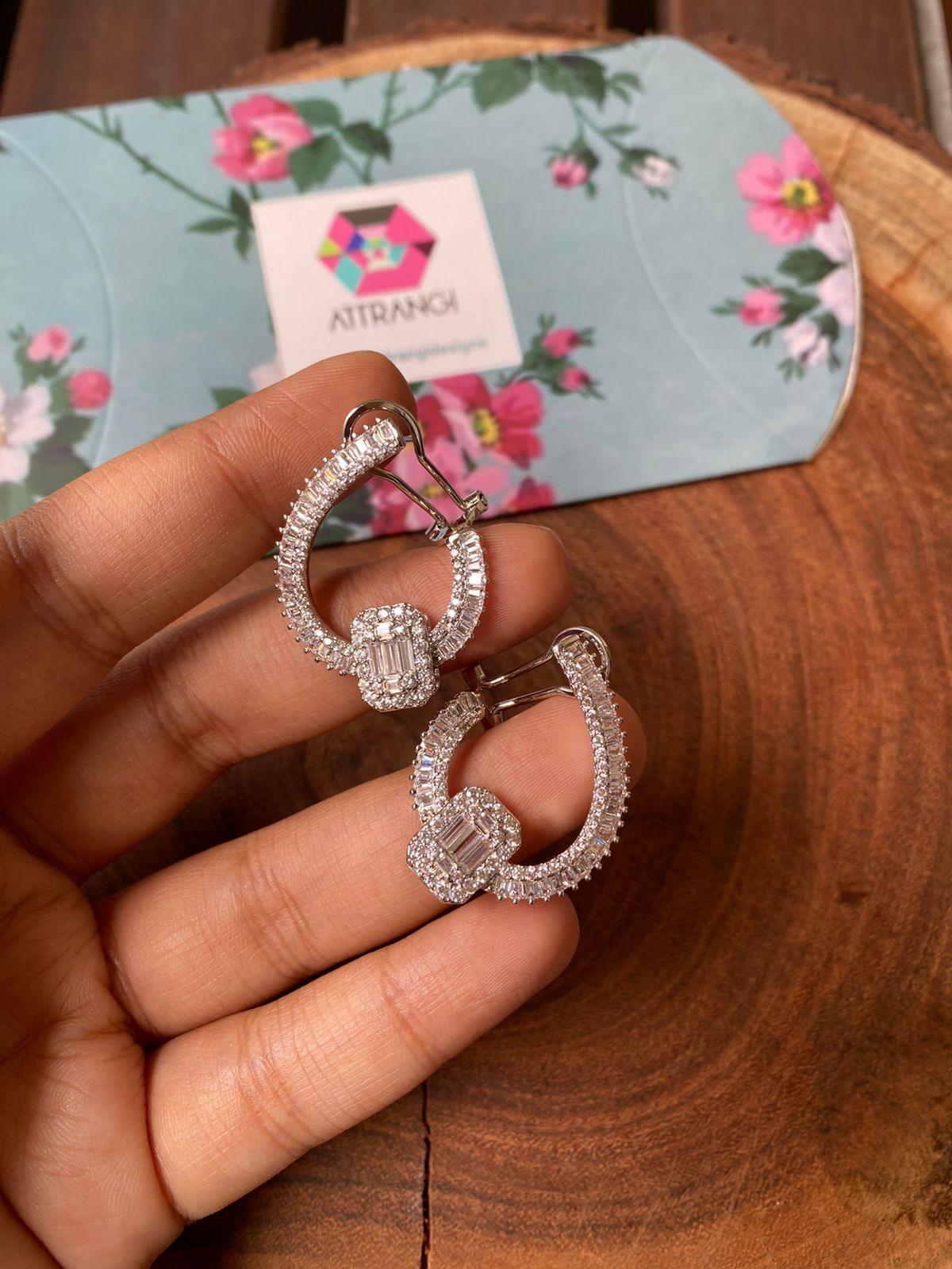 Subtle Bling Pressure Setting Diamond Earrings - Attrangi