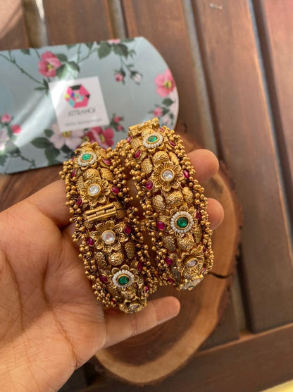 Suneri Openable Thick Gold Kada | Sone Pe Suhaga Collection - Attrangi