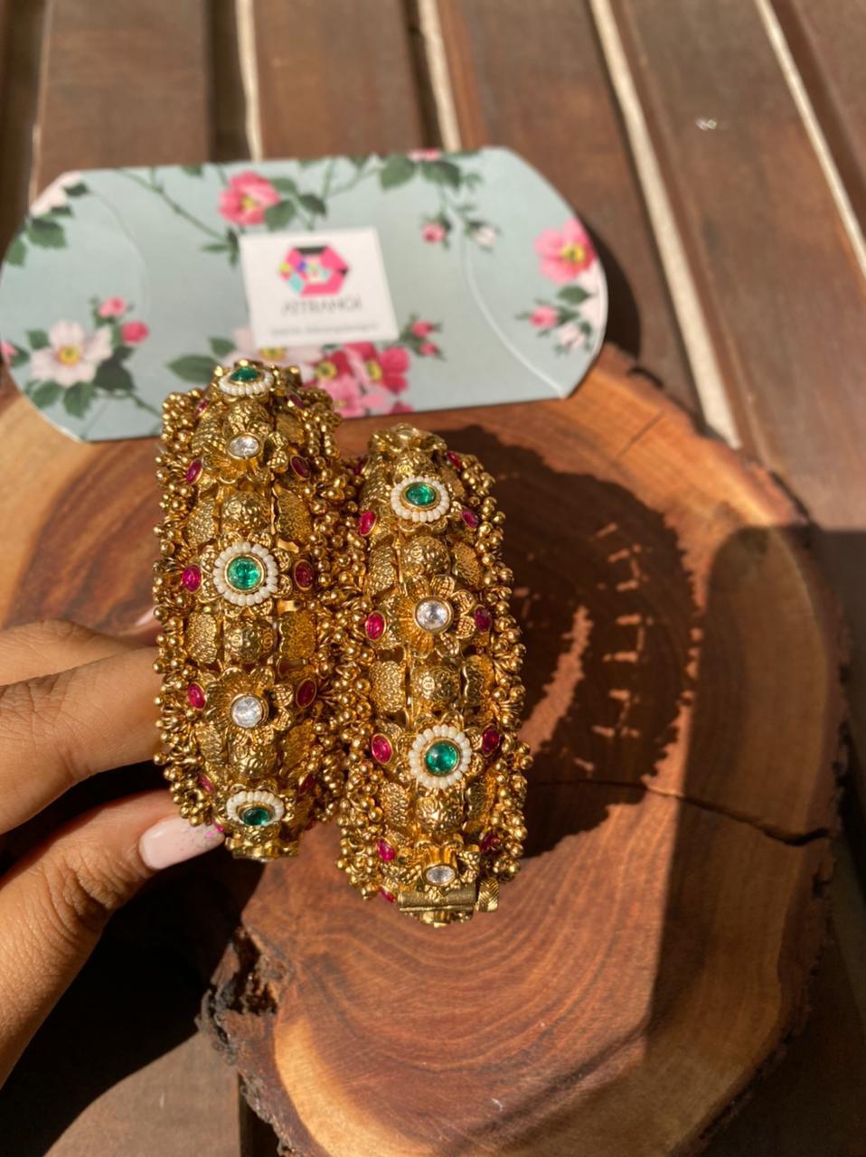 Suneri Openable Thick Gold Kada | Sone Pe Suhaga Collection - Attrangi