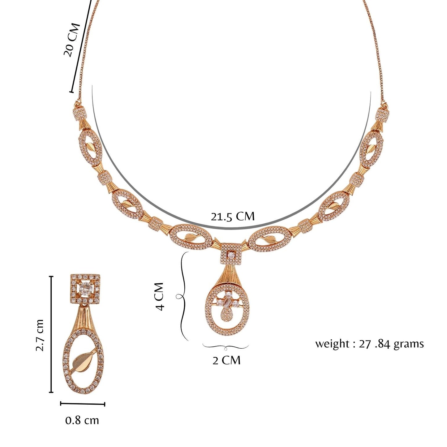 Rose Gold Plated Necklace Set for Women and Girls