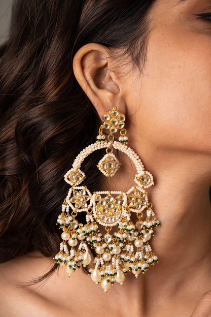 Tanushree Oversized Kundan Chandbalis - Attrangi