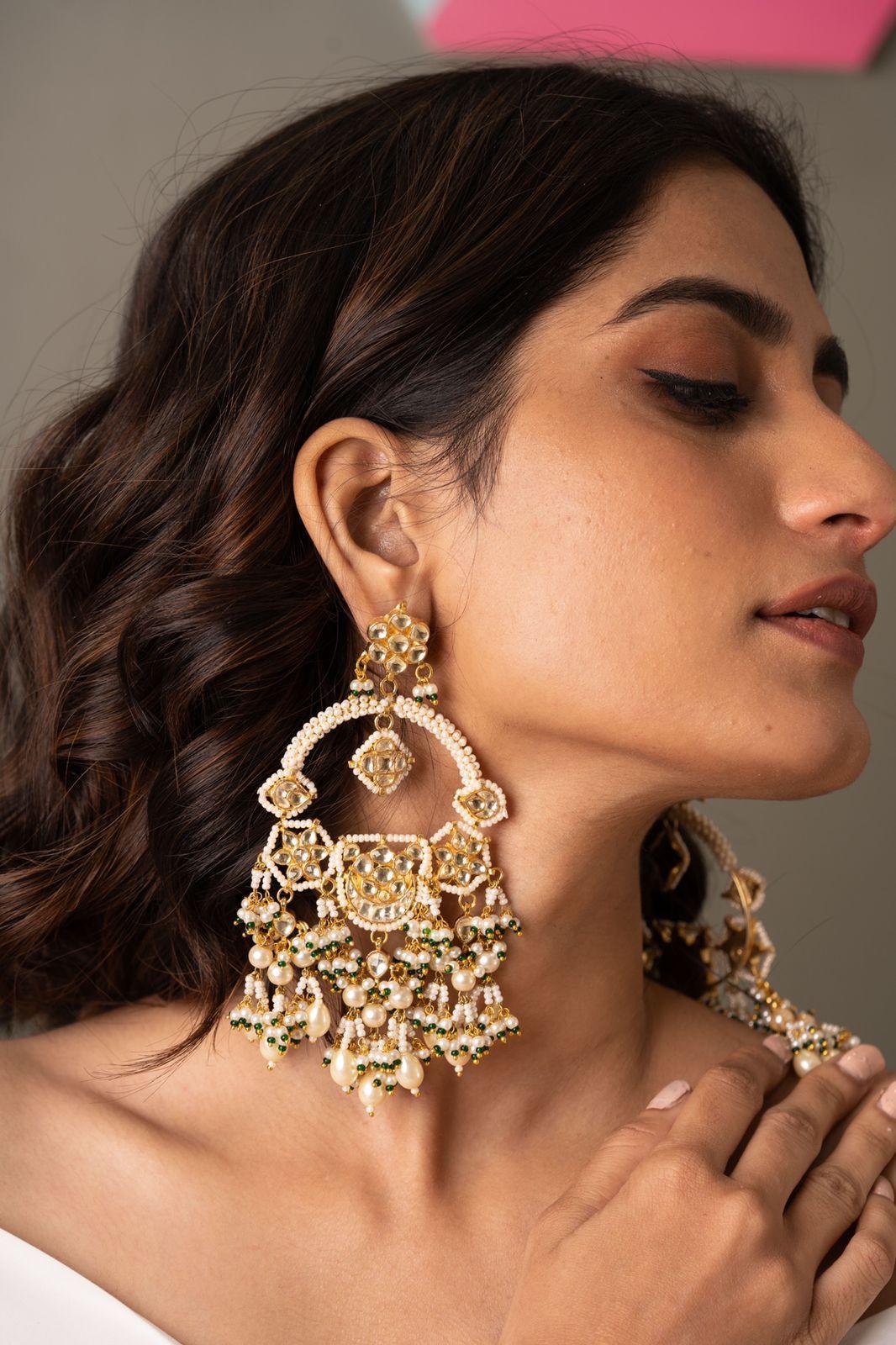 Tanushree Oversized Kundan Chandbalis - Attrangi