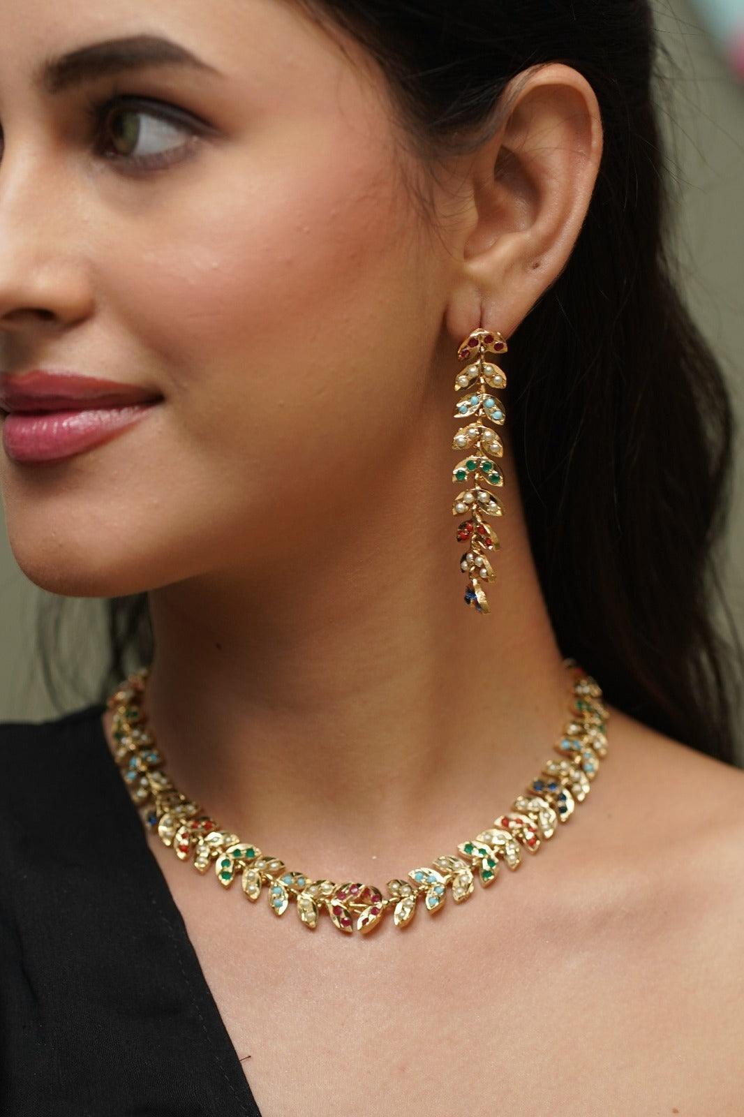 Tehnaaz Jadaau Navarata Necklace / Choker Set - Attrangi