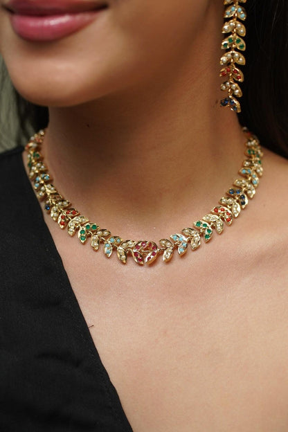 Tehnaaz Jadaau Navarata Necklace / Choker Set - Attrangi