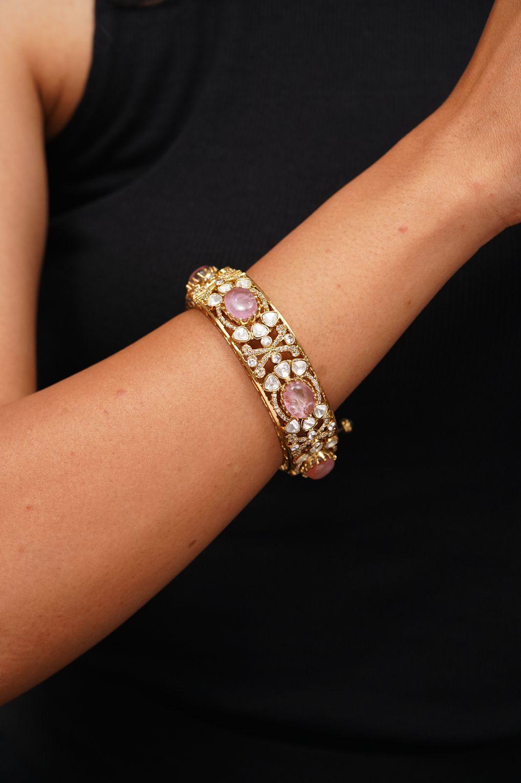Traditional Matte Gold Kada’s | Indian Openable Bangle - Attrangi