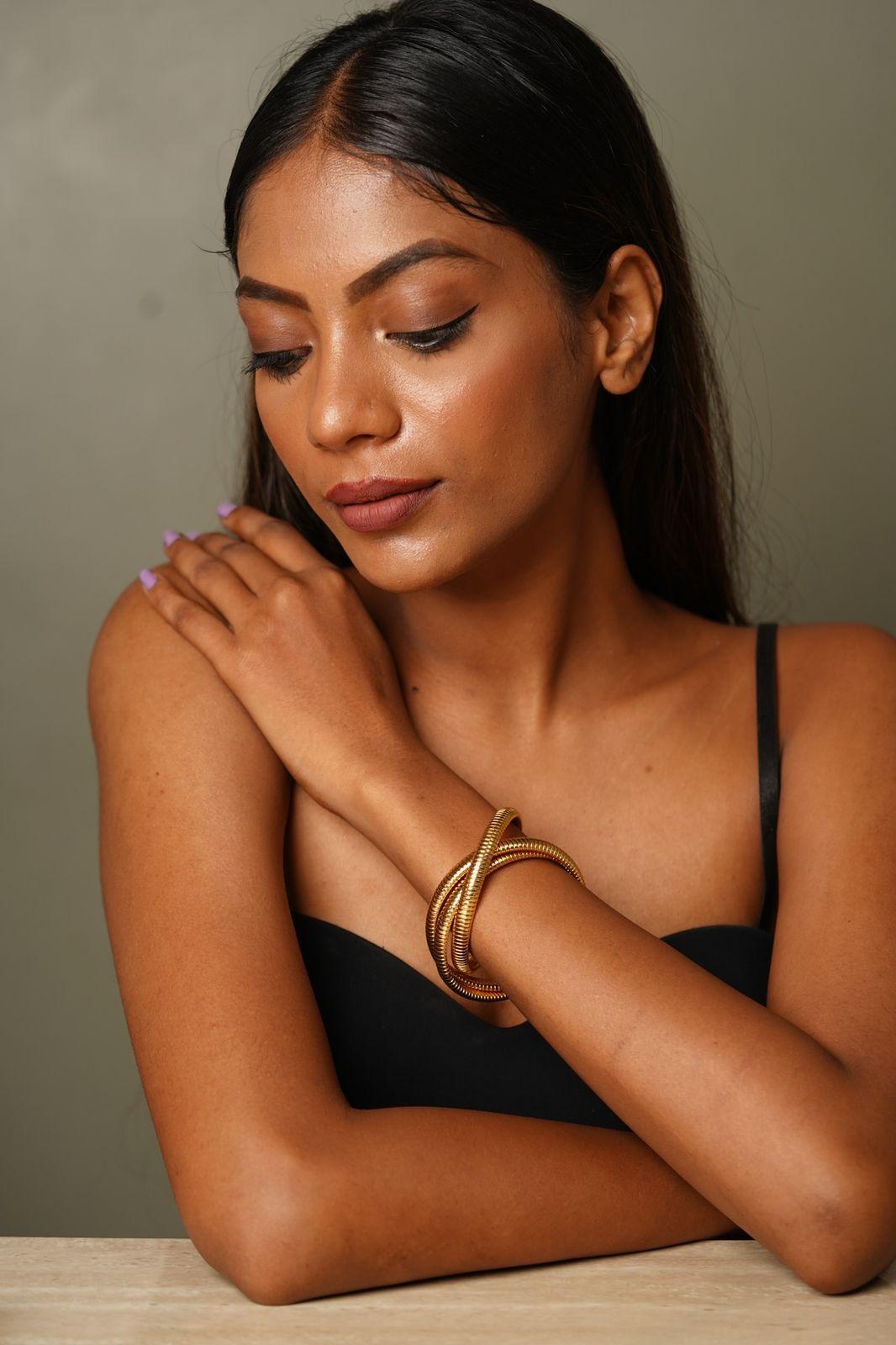 Treeda Gold Chunky Western Bracelet - Attrangi