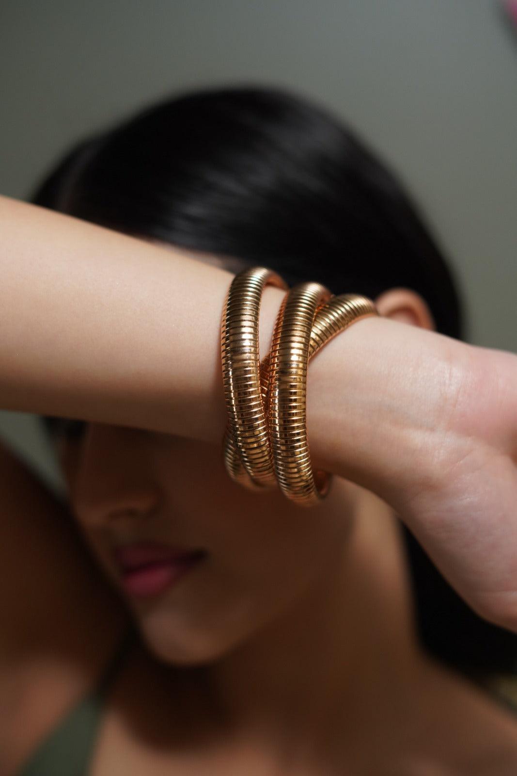 Treeda Gold Chunky Western Bracelet - Attrangi