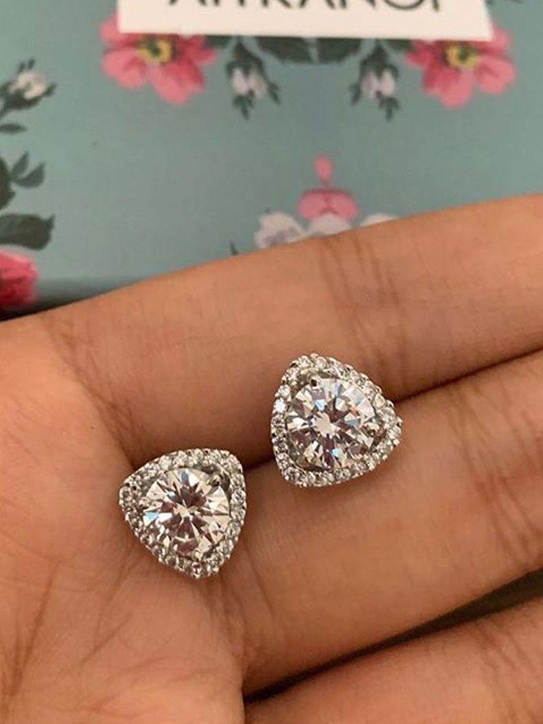 Triangle Solitaire Studs - Attrangi