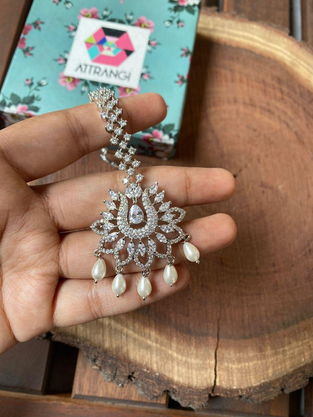 Tulikaa Diamond pearl Maangtika - Attrangi