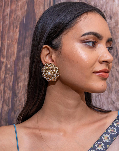 Valima Floral Jadaau Oversized Studs - Attrangi