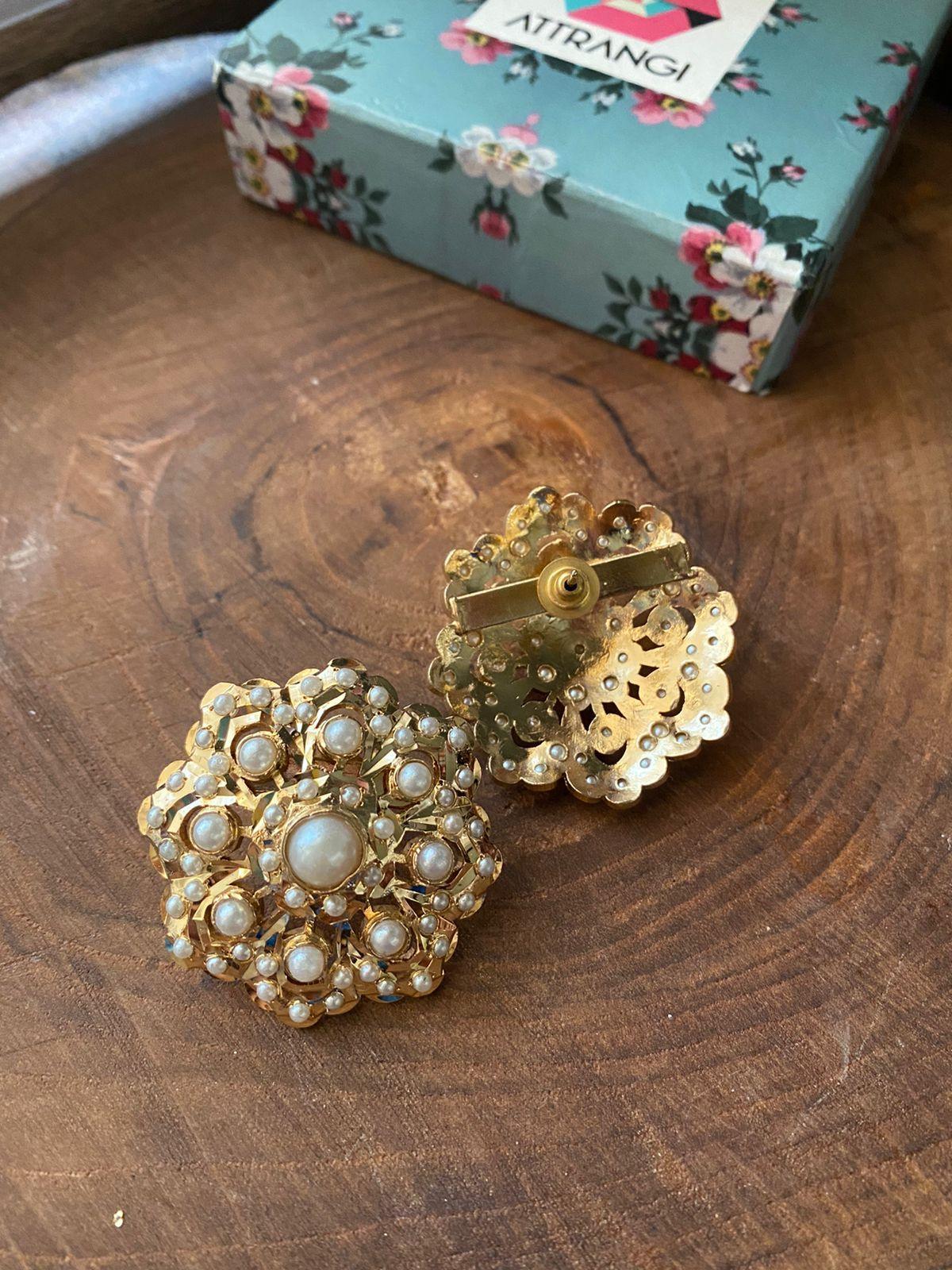 Valima Floral Jadaau Oversized Studs - Attrangi