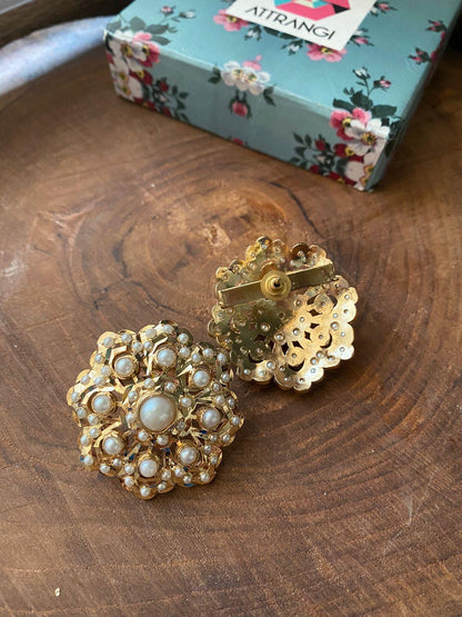 Valima Floral Jadaau Oversized Studs - Attrangi