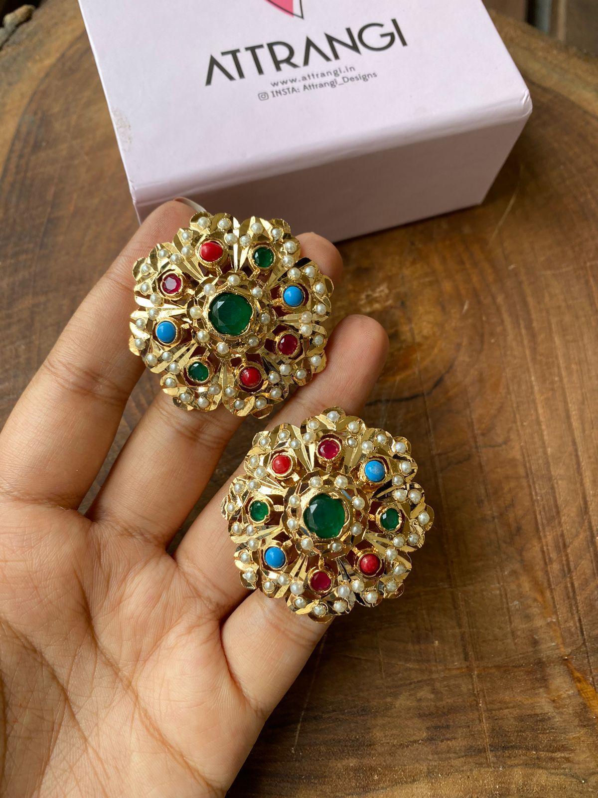 Valima Floral Jadaau Oversized Studs - Attrangi