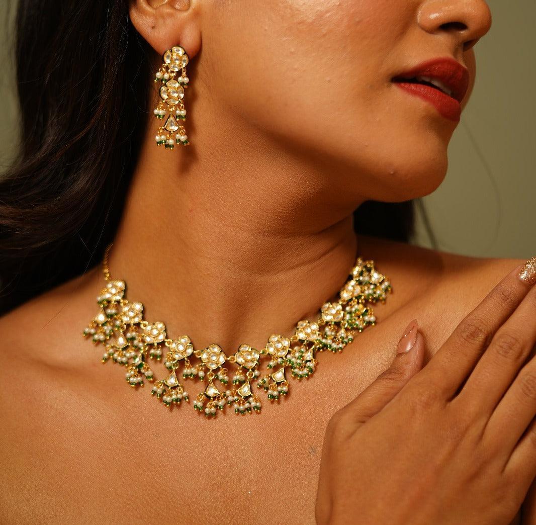Vasundhara Polki Choker / Necklace Set - Attrangi