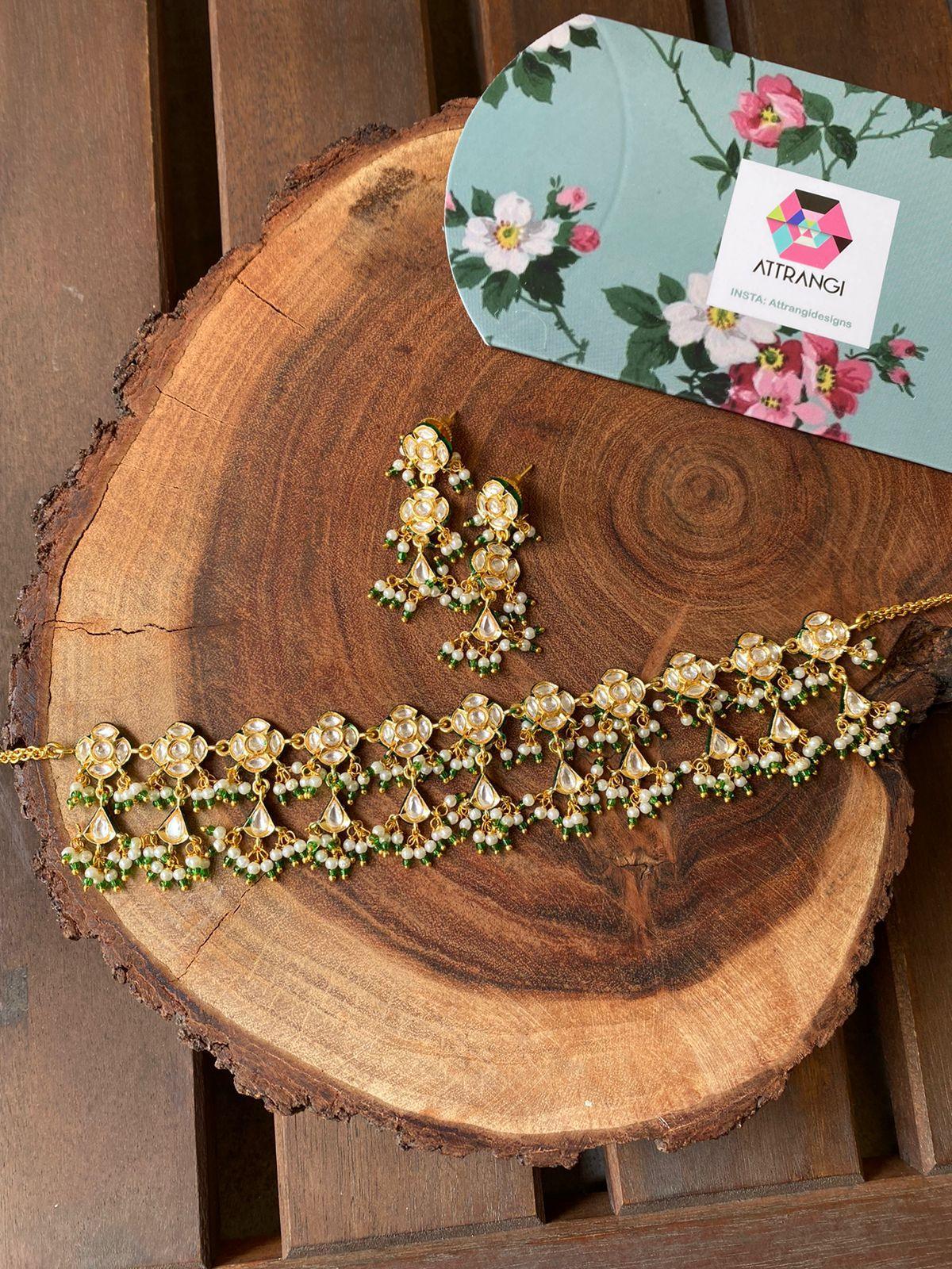 Vasundhara Polki Choker / Necklace Set - Attrangi