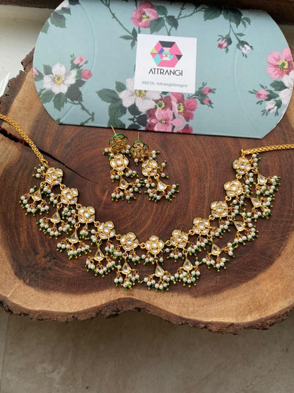 Vasundhara Polki Choker / Necklace Set - Attrangi