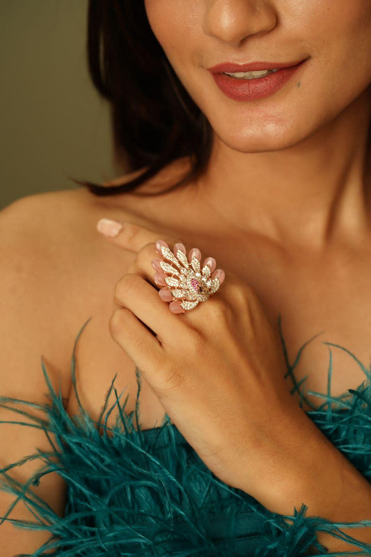 Velma Peacock Cocktail Ring | LaLa land Collection - Attrangi