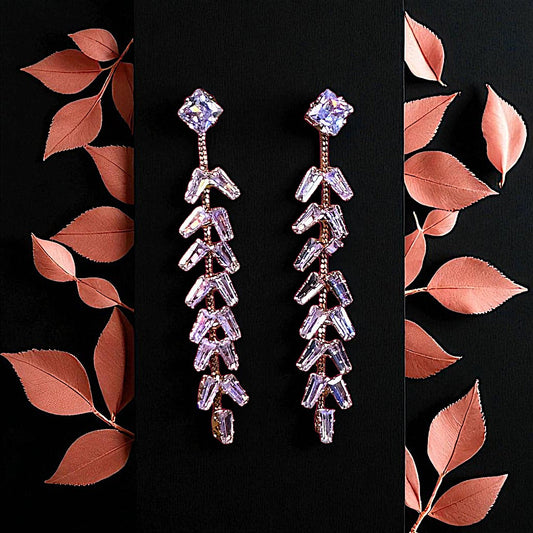 American Diamond Danglers Rose gold Earrings AD Ear Rings Earrings party Trincket Jewellry Jewelry Jewellery
