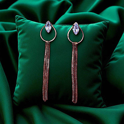 Dazzle in Stone & Chain Earrings - Perfect Party Accessory Rose gold Earrings Ear Rings Earrings party Trincket Jewellry Jewelry Jewellery