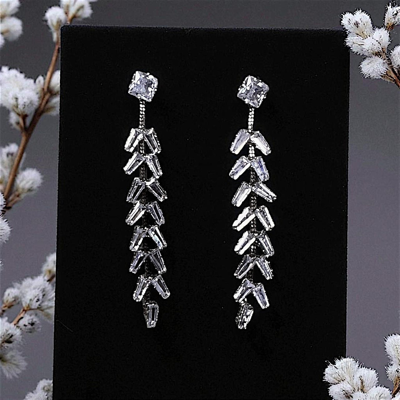 American Diamond Danglers Silver Earrings AD Ear Rings Earrings party Trincket Jewellry Jewelry Jewellery