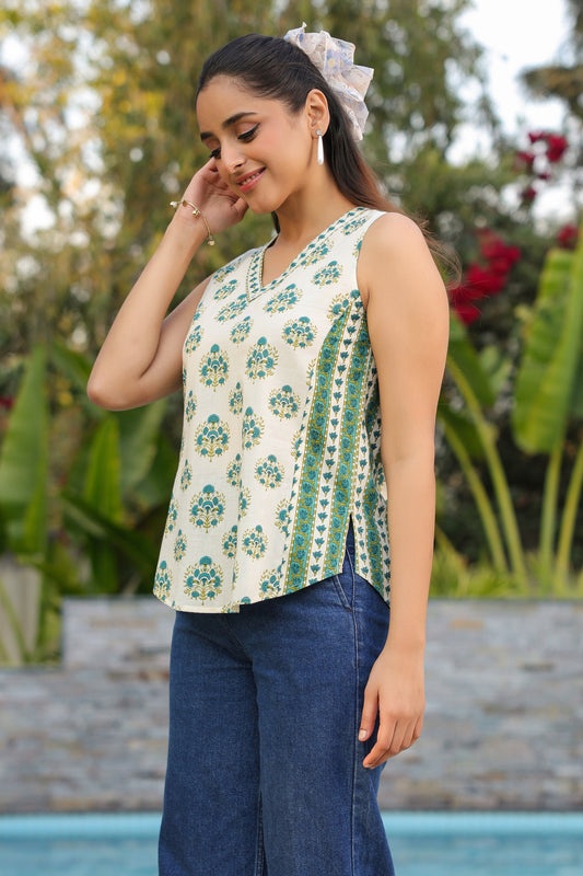 women green casual cotton top
