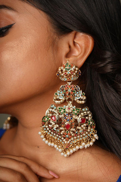 Zeba Navratna Oversized Earrings - Attrangi