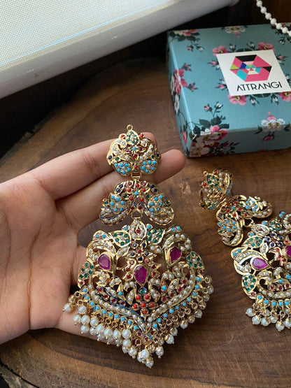 Zeba Navratna Oversized Earrings - Attrangi