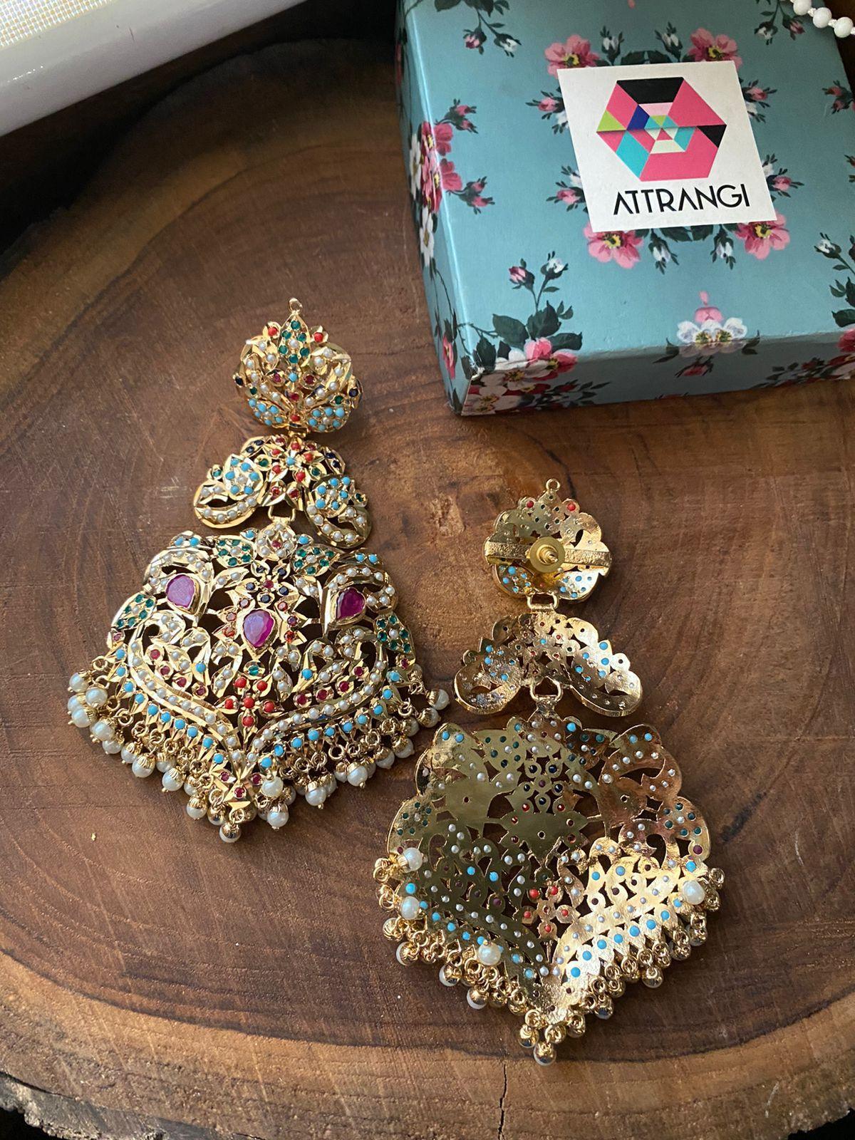 Zeba Navratna Oversized Earrings - Attrangi