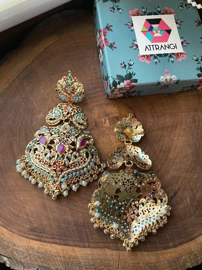 Zeba Navratna Oversized Earrings - Attrangi