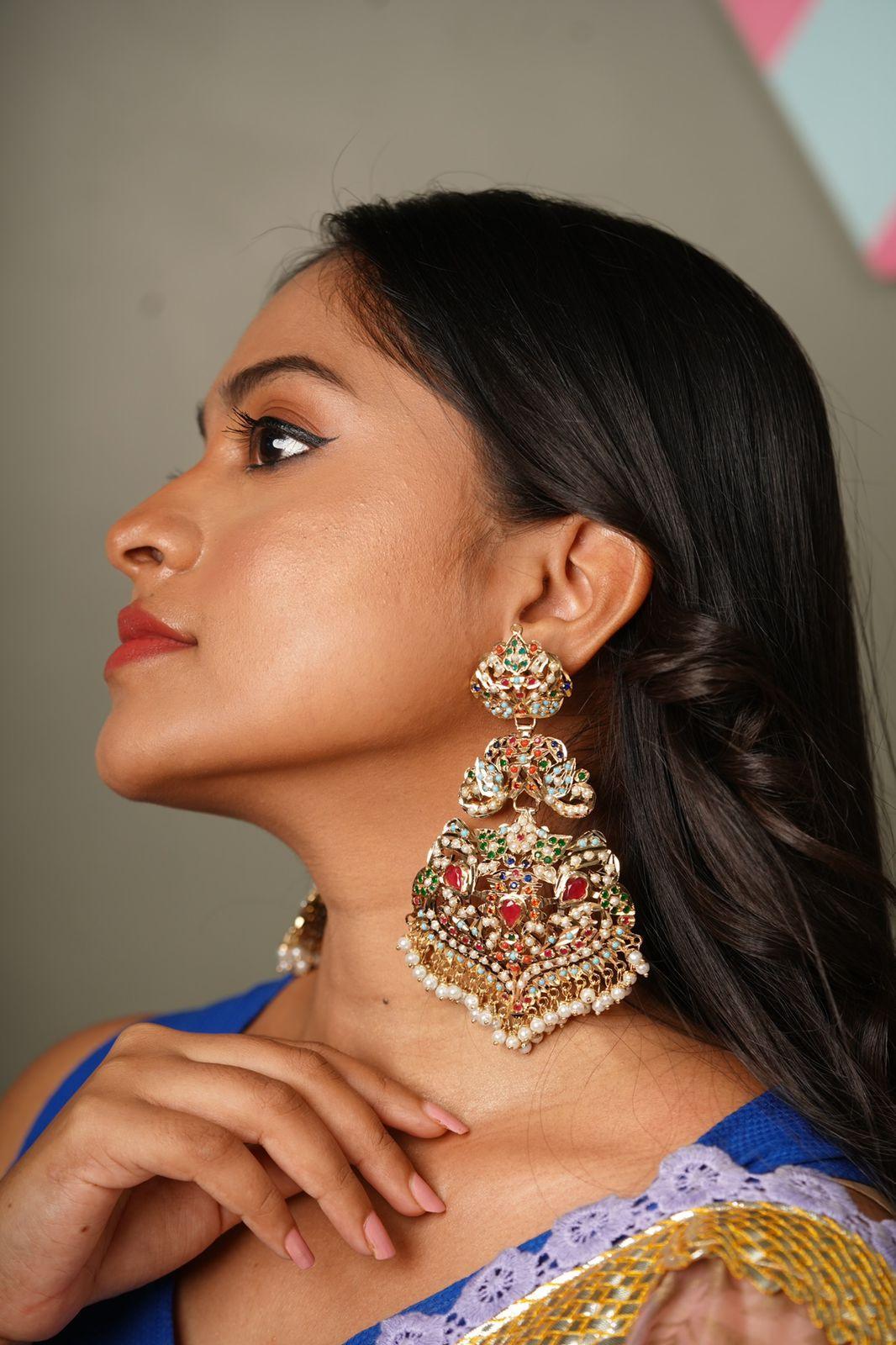 Zeba Navratna Oversized Earrings - Attrangi