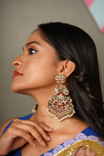 Zeba Navratna Oversized Earrings - Attrangi