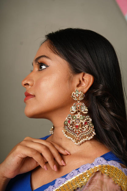 Zeba Navratna Oversized Earrings - Attrangi