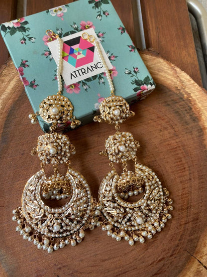 Zeenat Jadaau oversized Earrings with Kannauti - Attrangi
