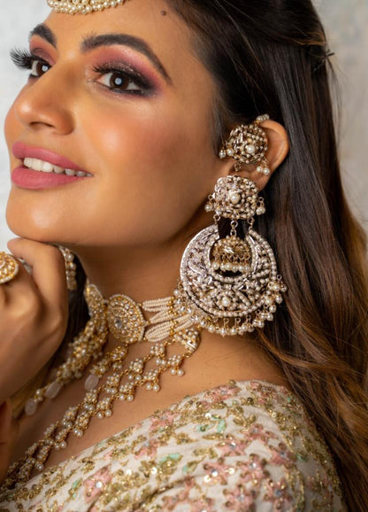 Zeenat Jadaau oversized Earrings with Kannauti - Attrangi