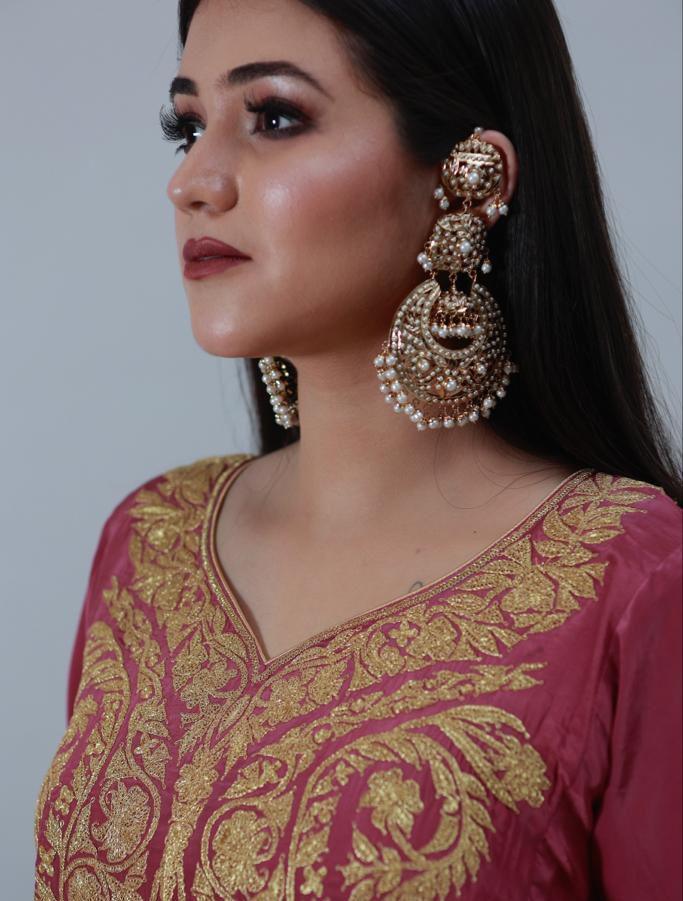 Zeenat Jadaau oversized Earrings with Kannauti - Attrangi