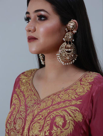 Zeenat Jadaau oversized Earrings with Kannauti - Attrangi