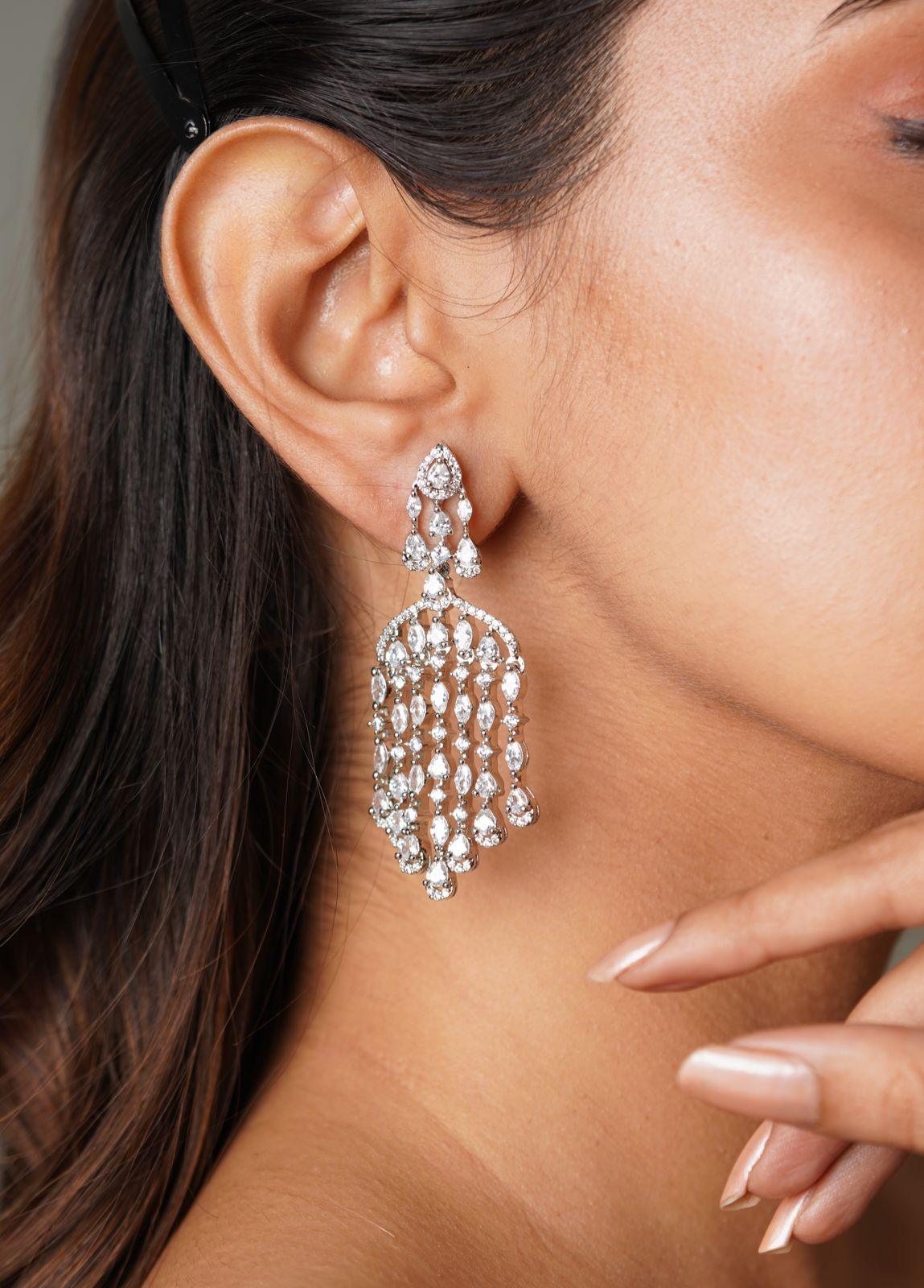 Zeenia Diamond Chandelier Earrings - Attrangi